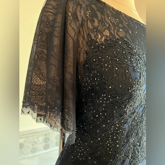 New XSCAPE Lace Embellished Corset Flatter Mermaid Navy Gown Sz 6/8 - Picture 5 of 13